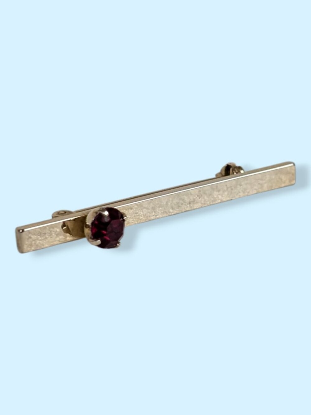 Vintage Red Stone Accent Bar Brooch